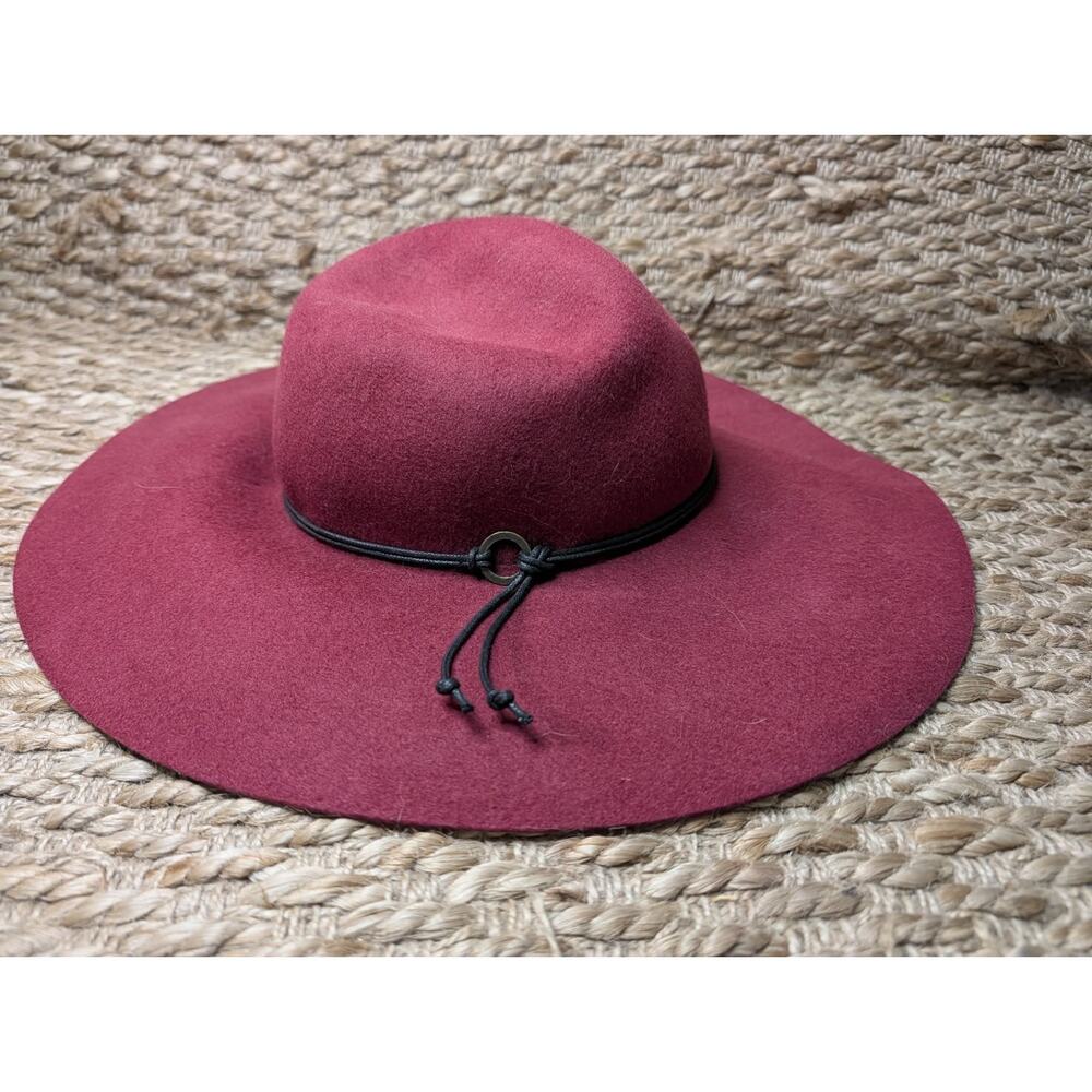 C.C Exclusive 100% Wool Maroon/Burgundy Wide Brim Floppy Hat Women's